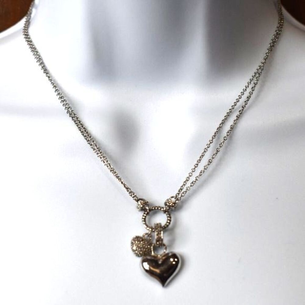 Heart Necklace Chain Heart Charm Silver Necklace
